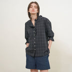 GENERAL IDEA WOMAN check frill blouse [DARK NAVY] / GF2LBL517