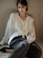 MEMUA Shallon tie blouse (cream ivory)