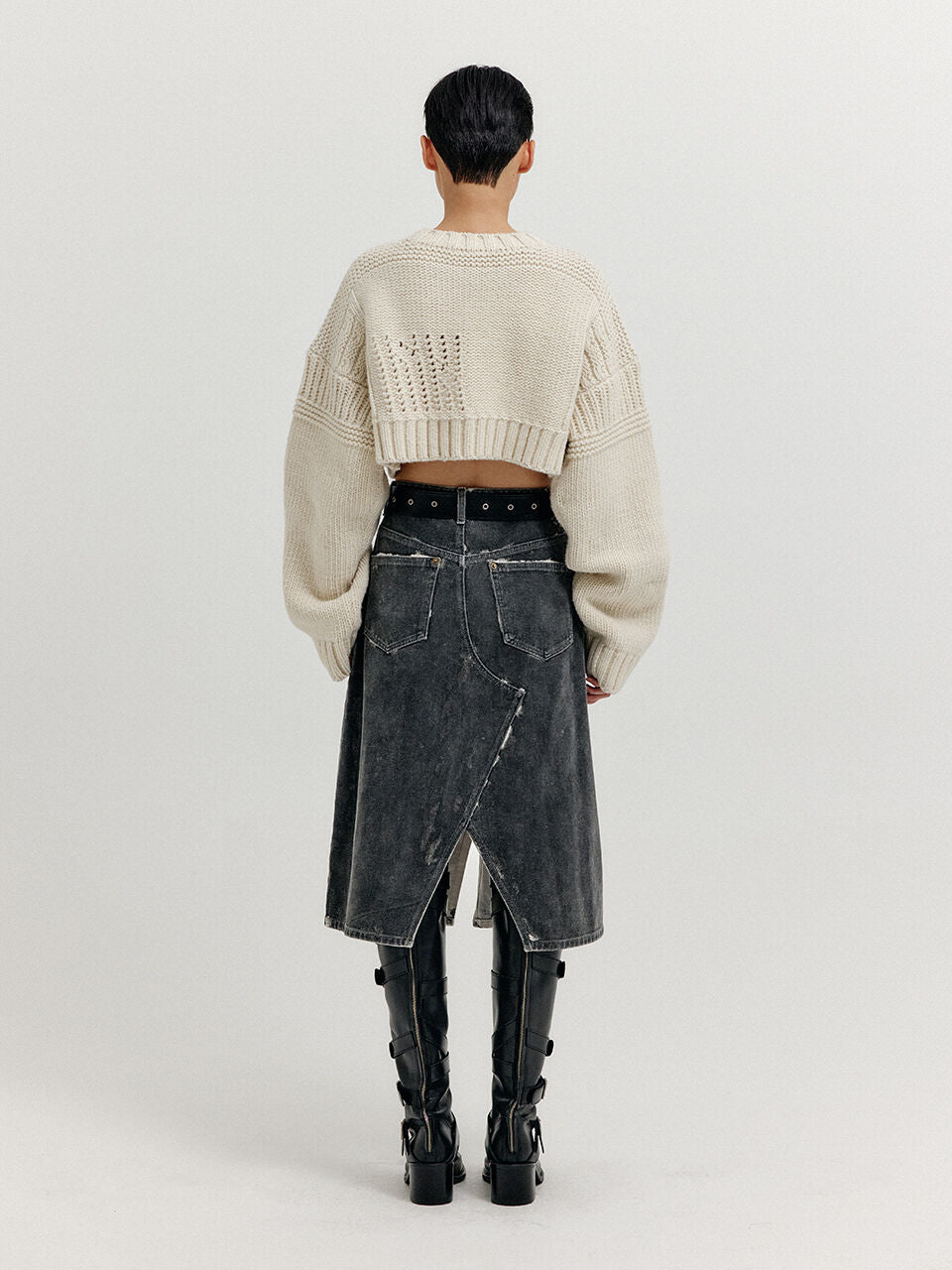 EENK EENK XRI Fisherman Knit Crop Pullover - Ivory