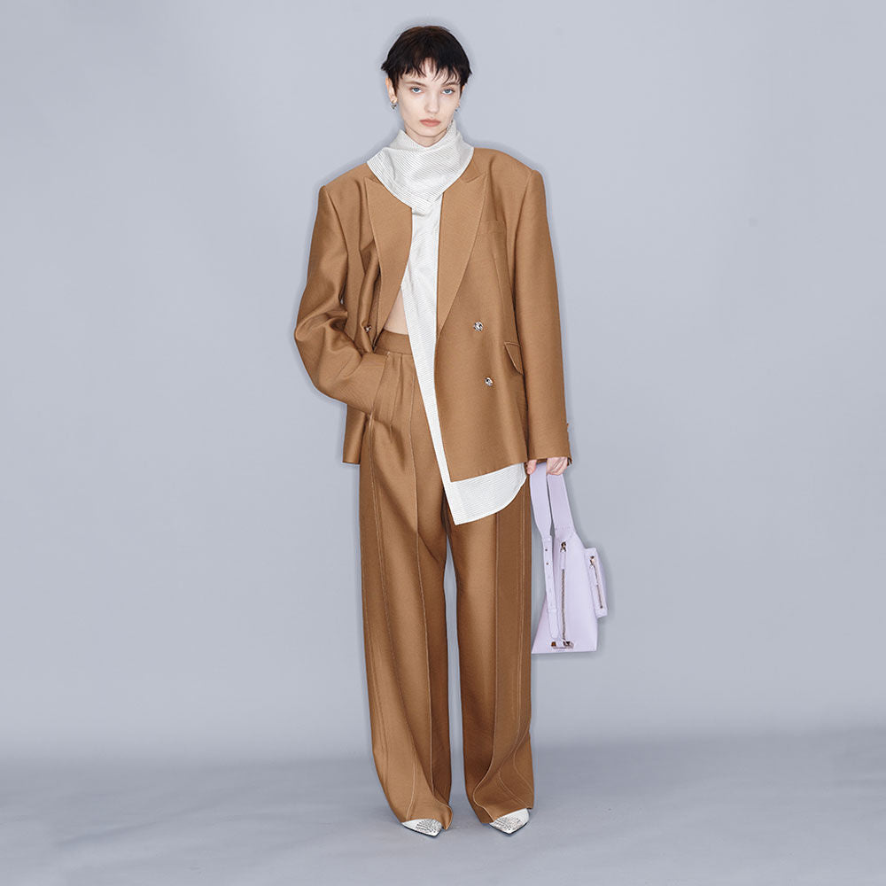 YCH DETACHABLE-SCARF JACKET BROWN (W23JK110BR)