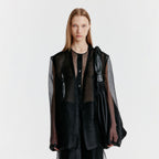 EENK YASMIN Round-neck Long Jacket - Sheer Black