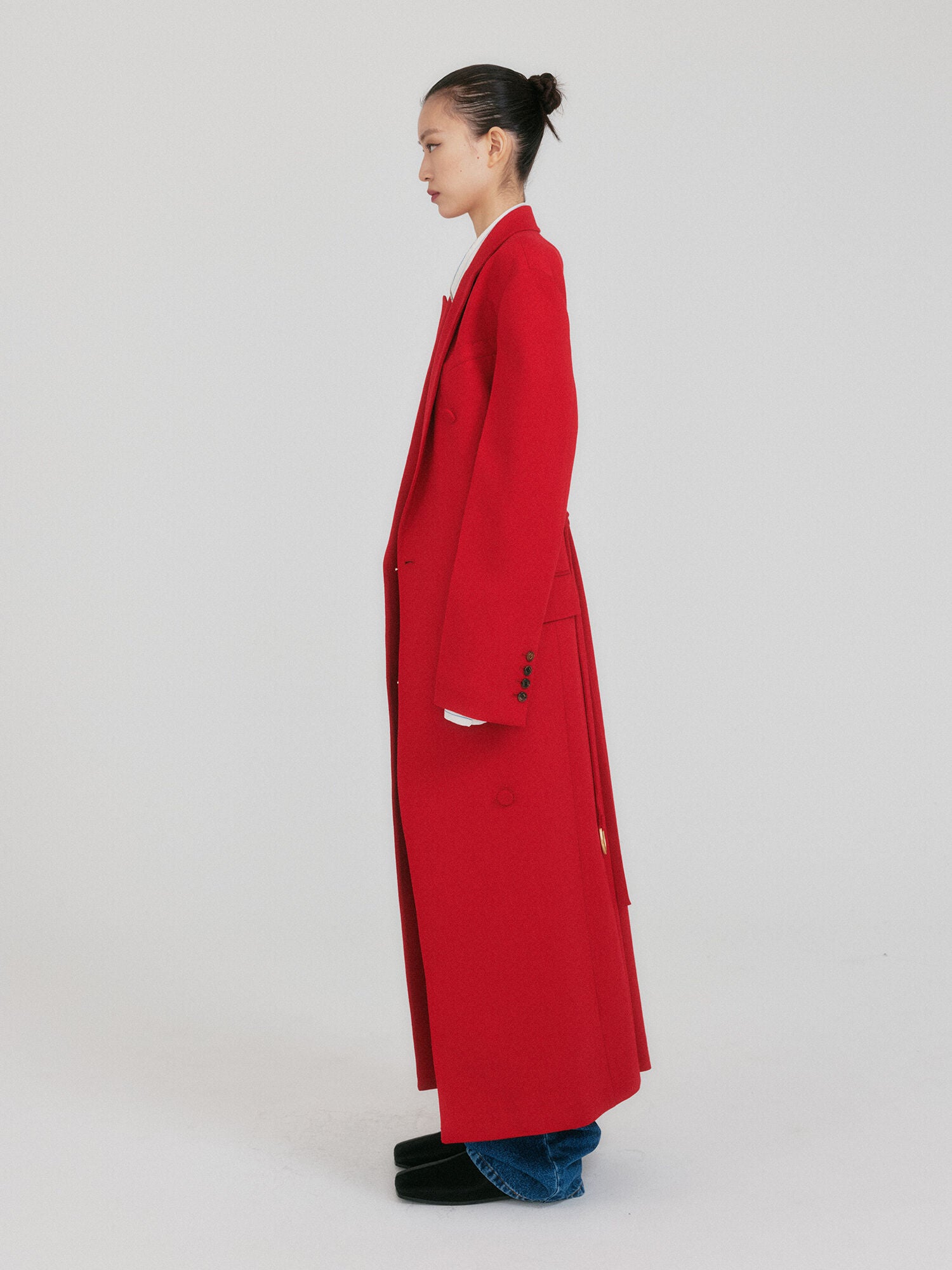 EENK ZABELLE Double-Breasted Coat - Red