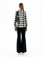 EENK URINA Lettering Jersey Shirt - Ivory/Navy Check