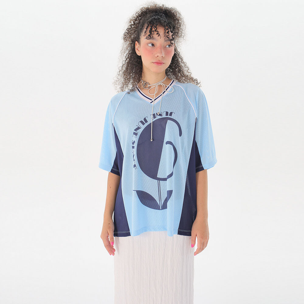 JUNEJUNE SPACE Uniform Boxy T-shirts_Light Blue