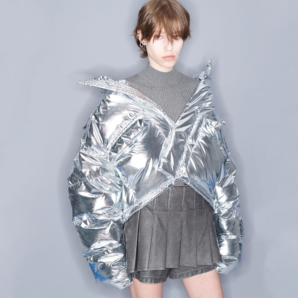 YCH METALLIC DOWN JACKET SILVER (W23OT020SV)