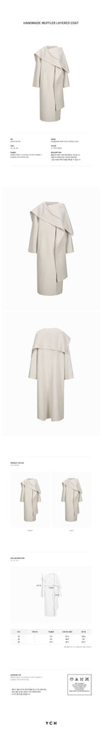 YCH HANDMADE MUFFLER LAYERED COAT PALE BEIGE (W24CT1011PE)