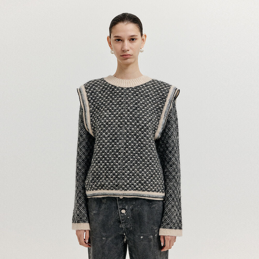 EENK EENK XITA Jacquard Knit Vest - Black/Ivory