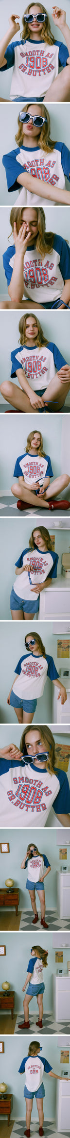 GREENBUTTER 1908's Club Logo Raglan Tee (Blue)