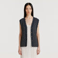 EENK EENK YUTA Lace Textured Knit Vest - Navy/Cream