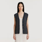 EENK EENK YUTA Lace Textured Knit Vest - Navy/Cream