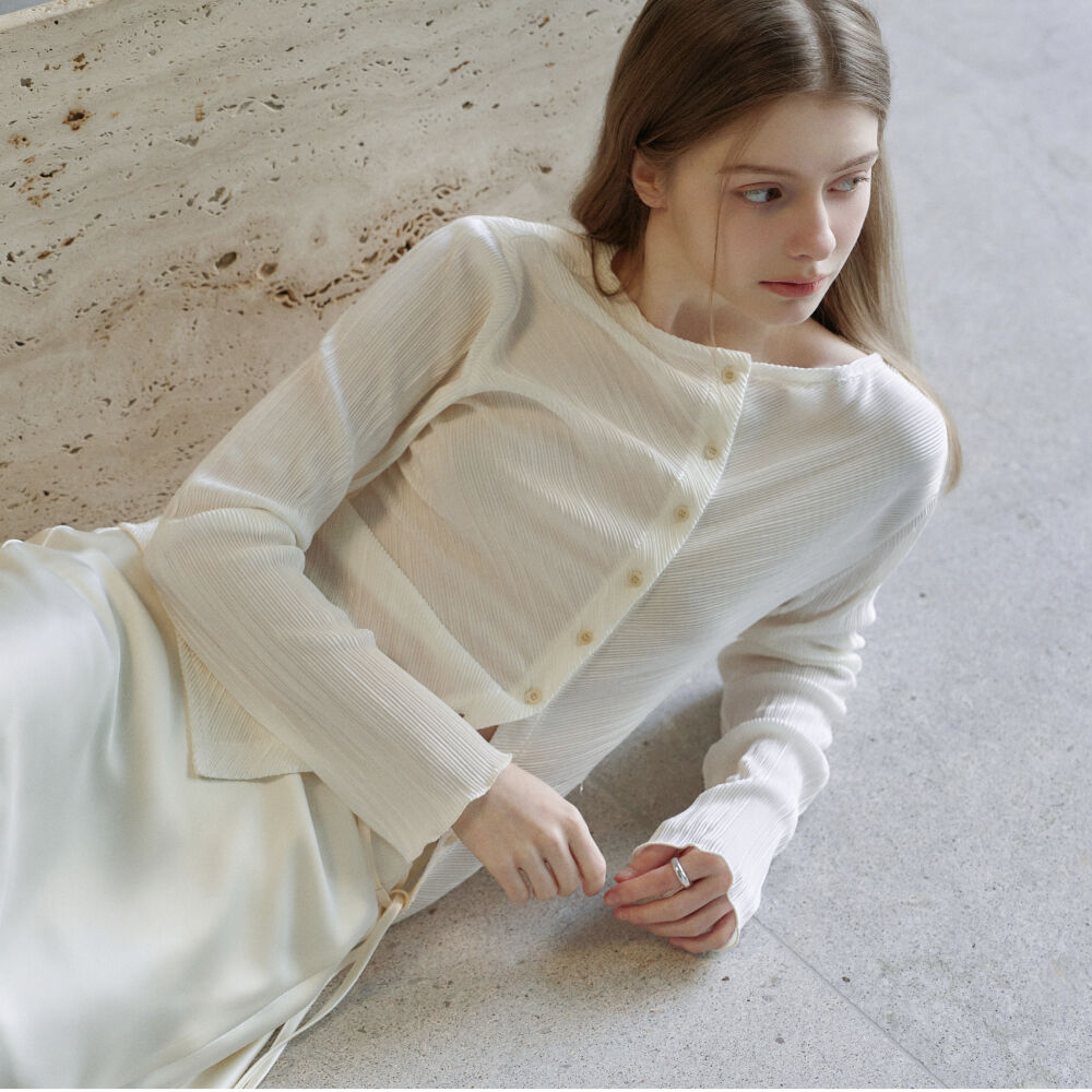 ATCORNER Modern pleated blouse cream AT6CDA007CR