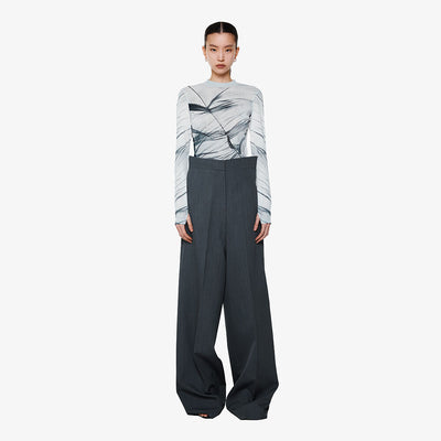 HIGH-WAISTED PINTUCK PANTS GREY (F24PT4141GY)