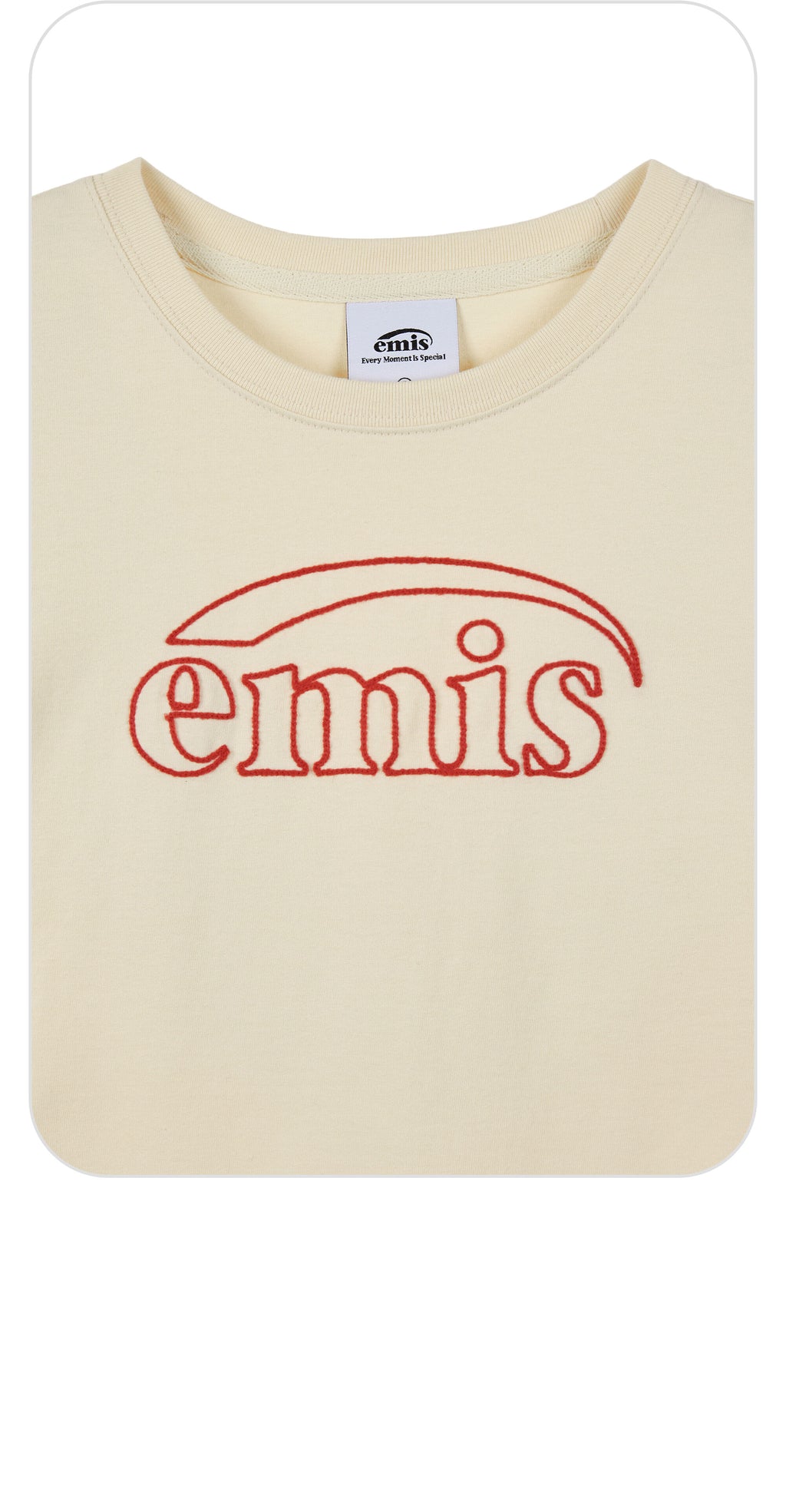 EMIS CHAIN STITCH T-SHIRT-BEIGE/RED