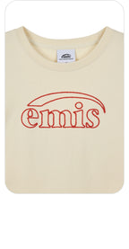 EMIS CHAIN STITCH T-SHIRT-BEIGE/RED