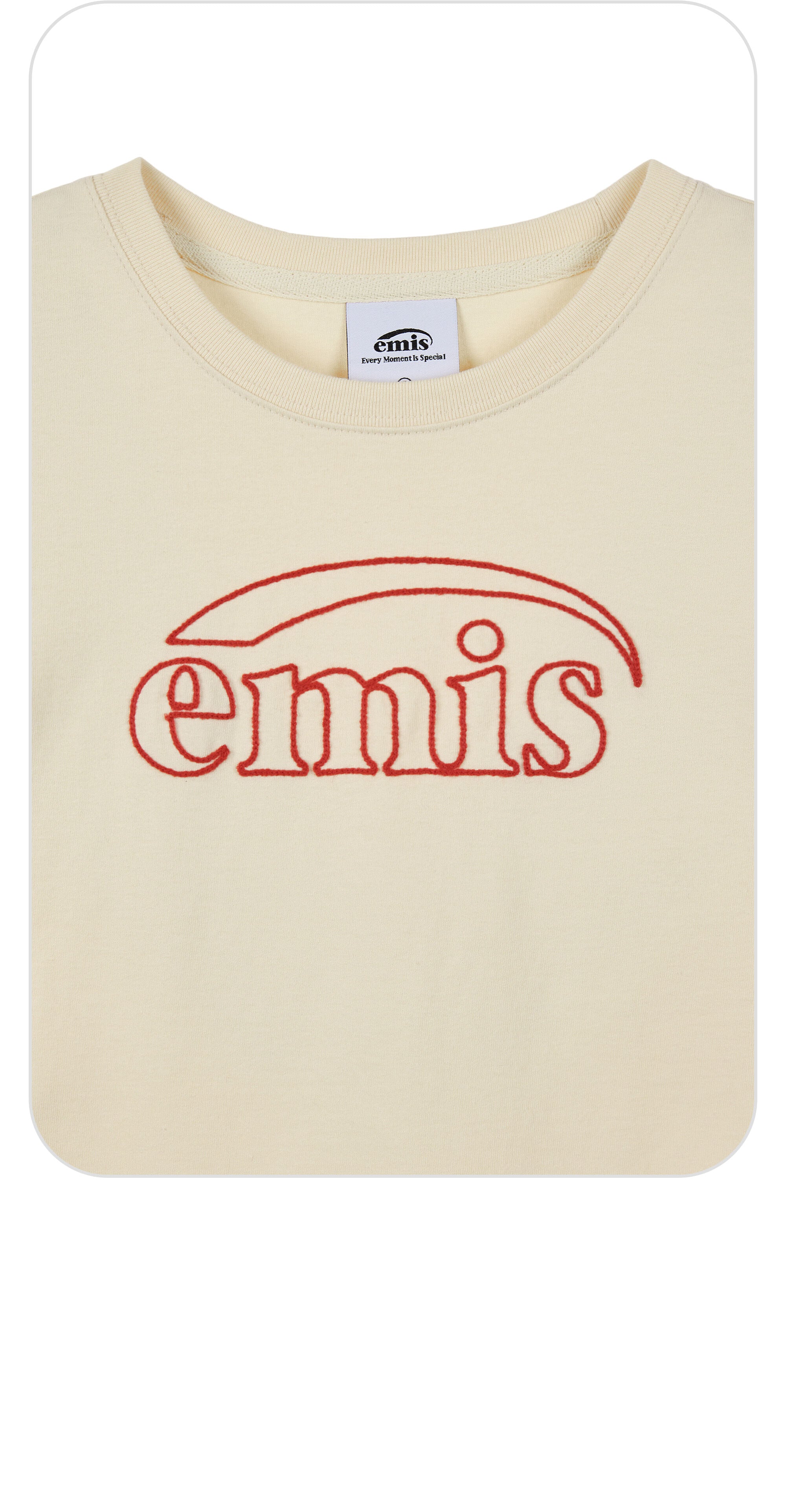 EMIS CHAIN STITCH T-SHIRT-BEIGE/RED
