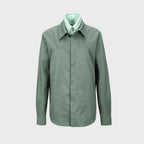 YCH LAYERED COTTON-BLEND SHIRT GREEN (W23BL306GN)