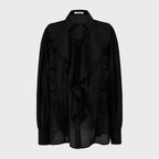 SALON DE SEOUL for women Ruffle Feminine Tie Blouse - Black