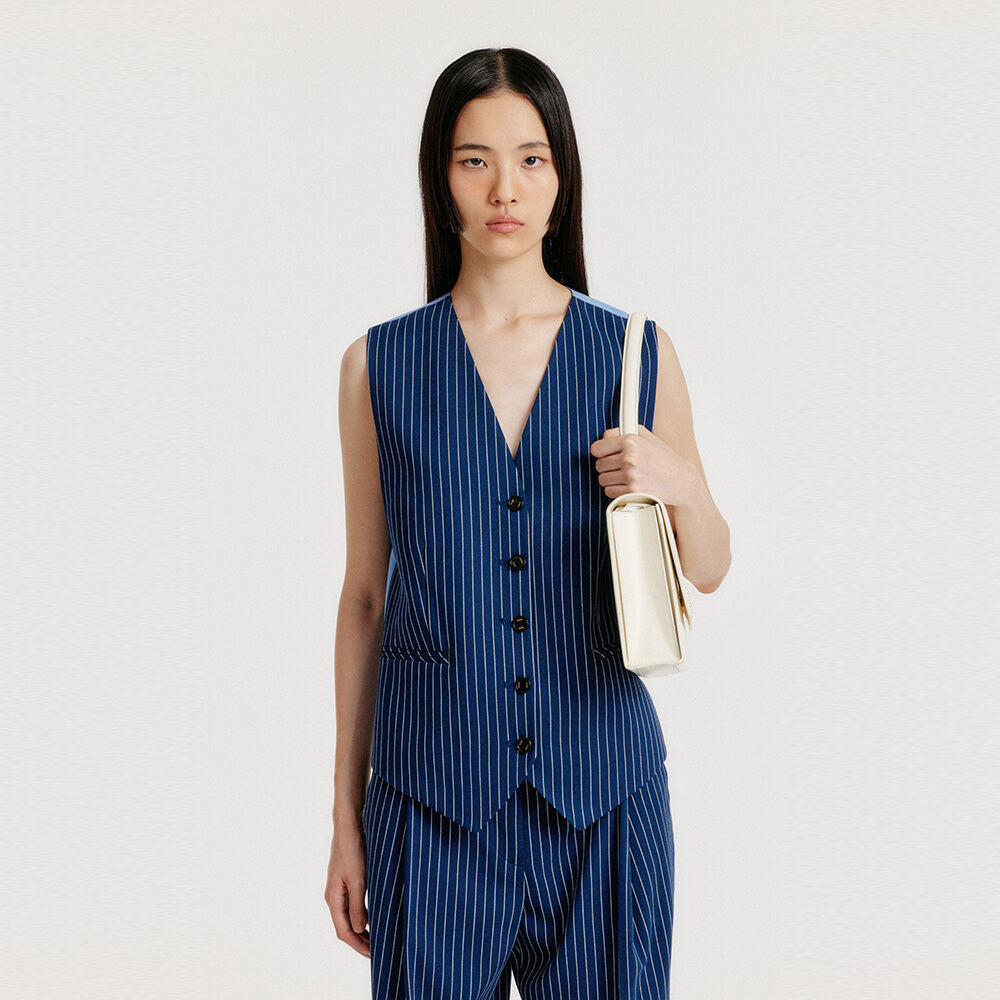EENK YIVA Buttoned Vest - Navy Stripe