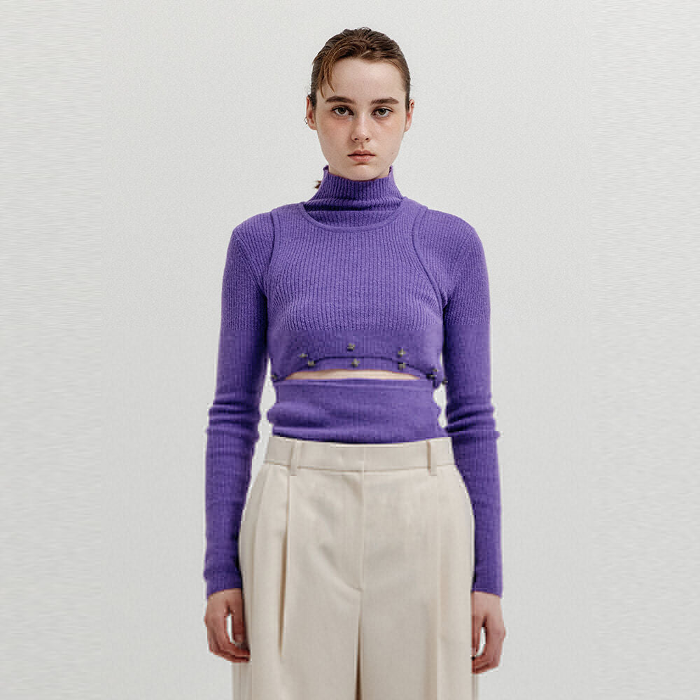 EENK XEPORA Separable Sleeveless Ribbed Top - Purple