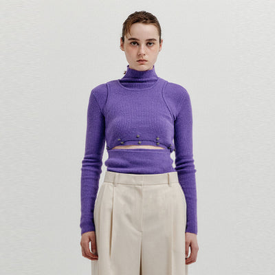 XEPORA Separable Sleeveless Ribbed Top - Purple