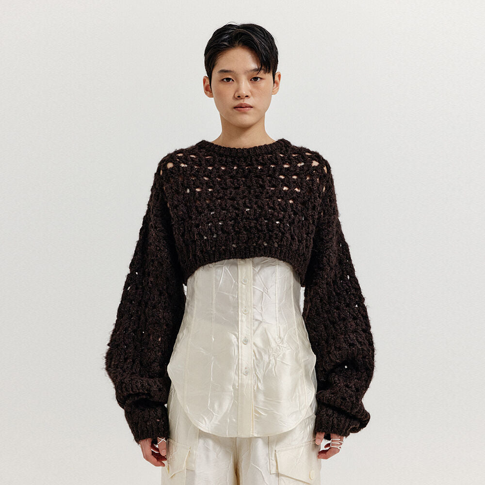 EENK EENK XEKO Open Back Crop Knit Top - Brown