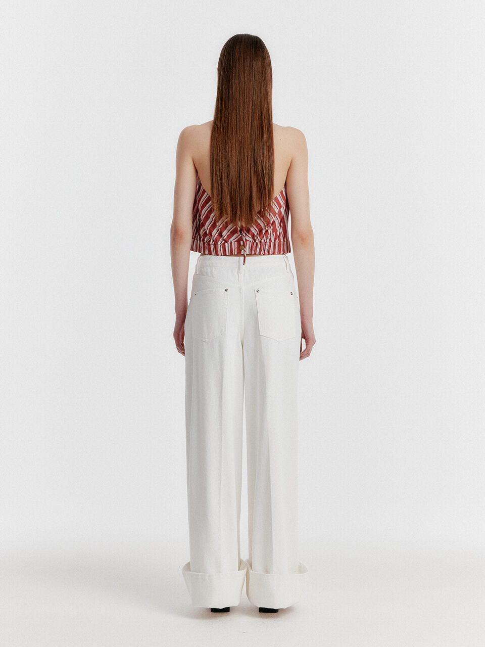 EENK YICO Turn-up Wide Denim Pants - White