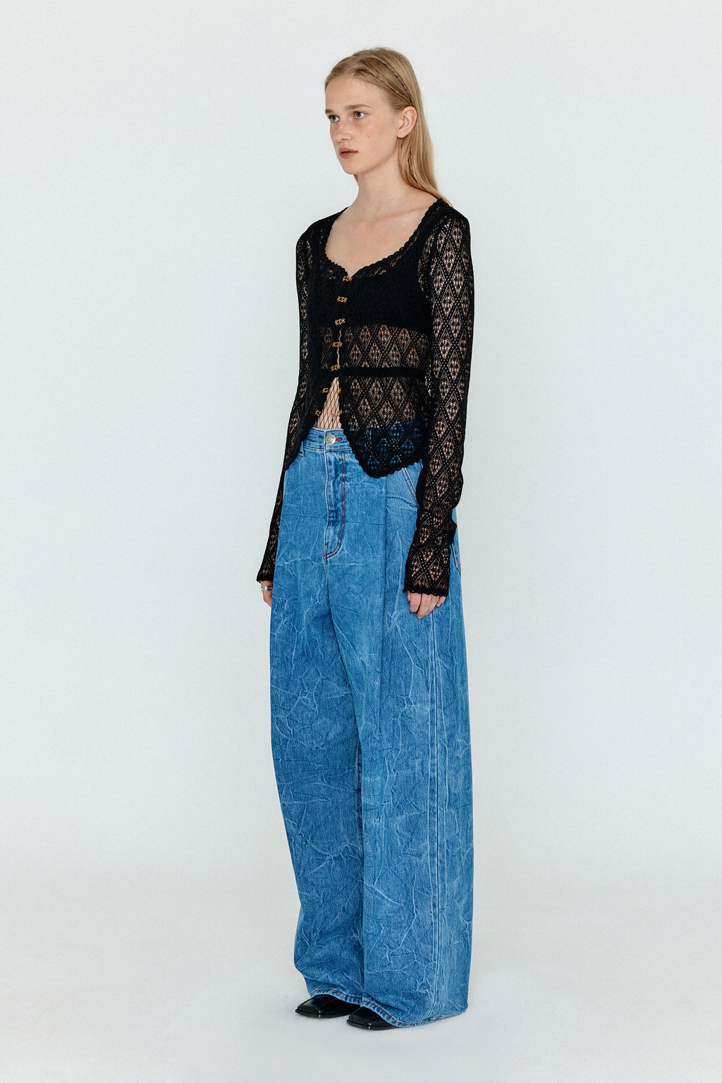 EENK EENK WJEAN Folded Front Wide Denim Pants