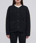 MUSINSA STANDARD WOMAN MUSINSA STANDARD WOMAN Fleece Collarless Jacket Black