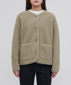 MUSINSA STANDARD WOMAN MUSINSA STANDARD WOMAN Fleece Collarless Jacket Beige