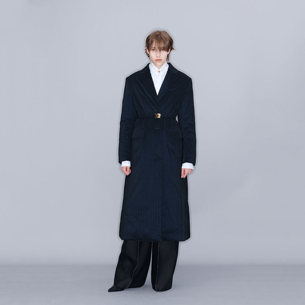 YCH BELTED PUFFER COAT NAVY (W23OT016NV)