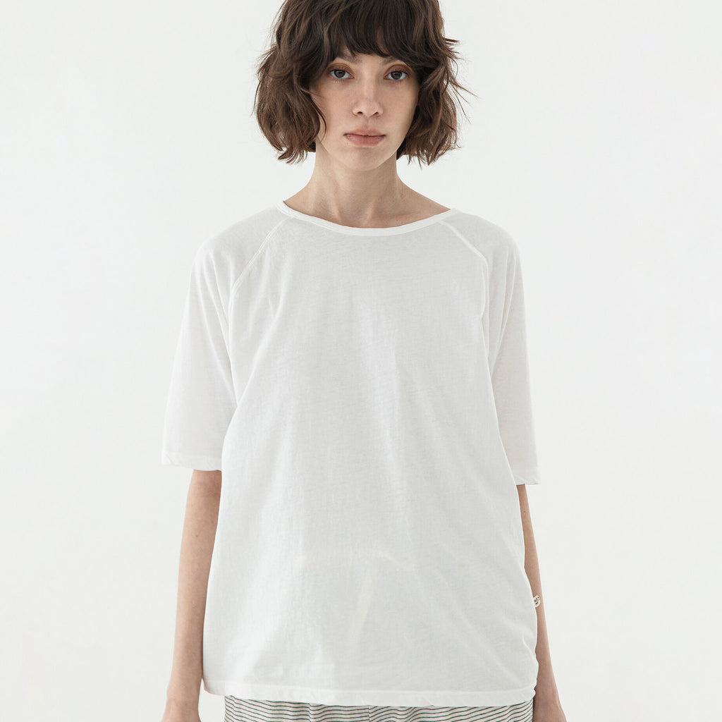 KOZNOK Maria Nagrang Layered Pure Cotton Summer Women's Short Sleeve T-Shirt Inner Tee Ivory