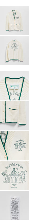 CASABLANCA (W) Casablanca embroidered cashmere cardigan - white (WS23KW38401)