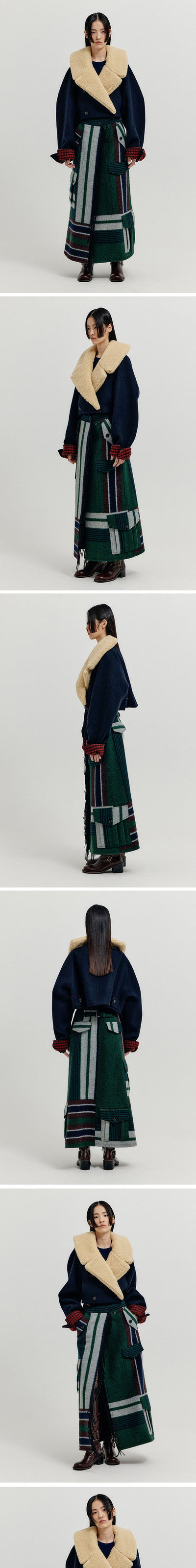 EENK Cropped Pea Jacket Navy
