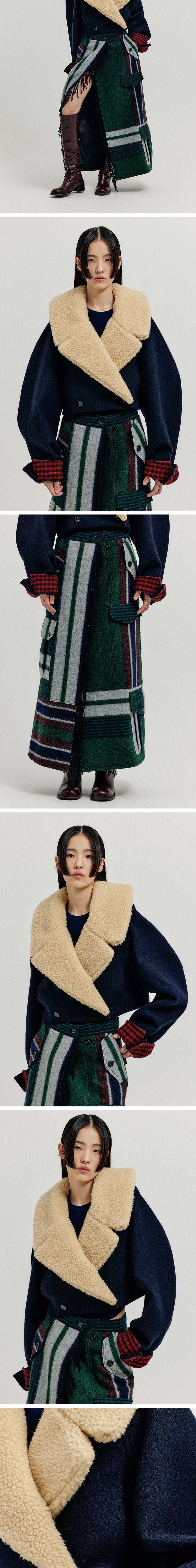 EENK EENK Cropped Pea Jacket Navy