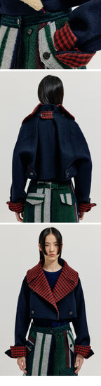 EENK EENK Cropped Pea Jacket Navy
