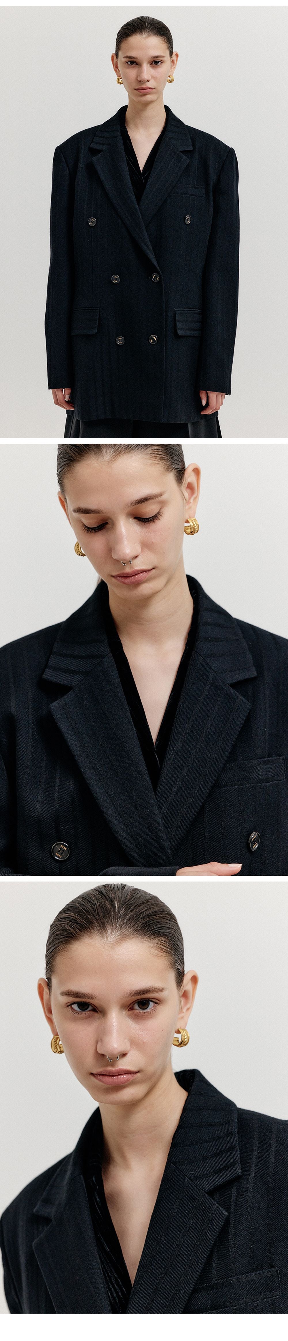 EENK DOUBLE-BREASTED BLAZER (BLACK)