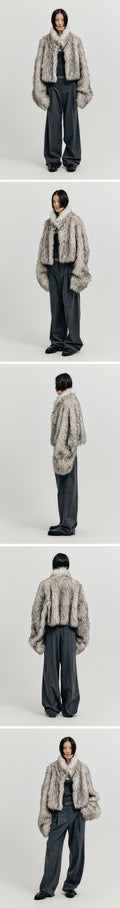 EENK FAUX FUR SHORT COAT (LIGHT GREY)
