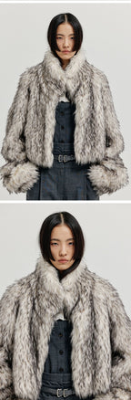 EENK FAUX FUR SHORT COAT (LIGHT GREY)