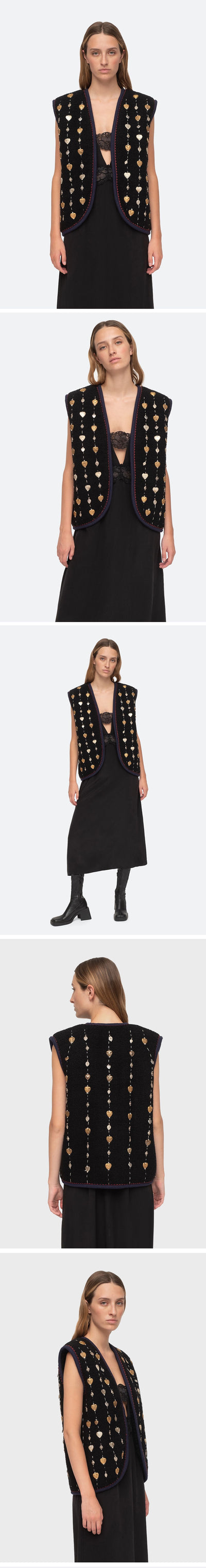 SEA NEW YORK Betina Beaded Vest Black
