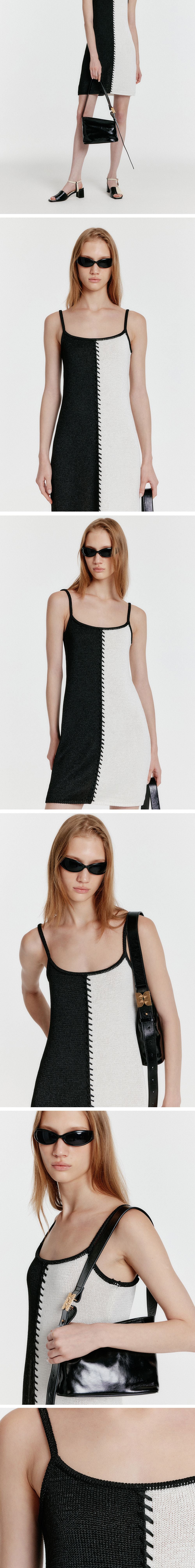 EENK (W) STITCHED COLOR BLOCK KNIT DRESS (BLACK WHITE)