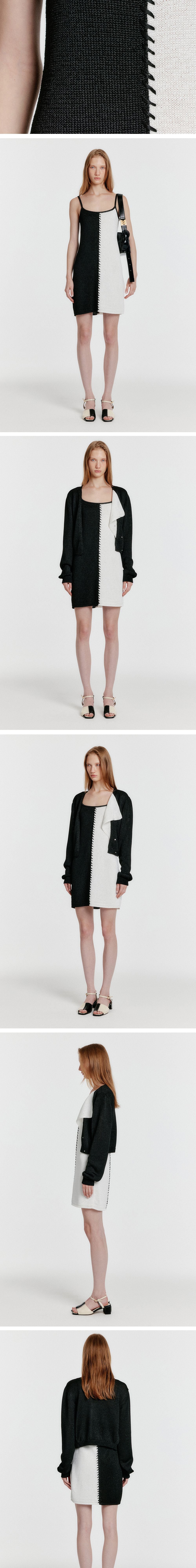 EENK (W) STITCHED COLOR BLOCK KNIT DRESS (BLACK WHITE)