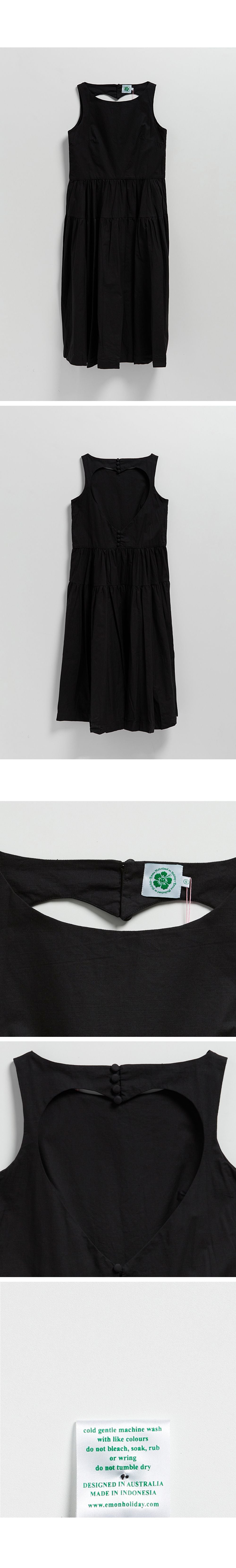 EMMA MULHOLLAND ON HOLIDAY FOREVER YOURS GATHERED MIDI DRESS (BLACK)