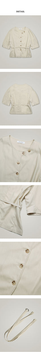OURCOMOS comos 835 Stitch raglan sleeve belt blouse (beige)
