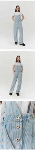 LEVAR LEVAR Washed Stripe Denim Overall - Stripe Blue