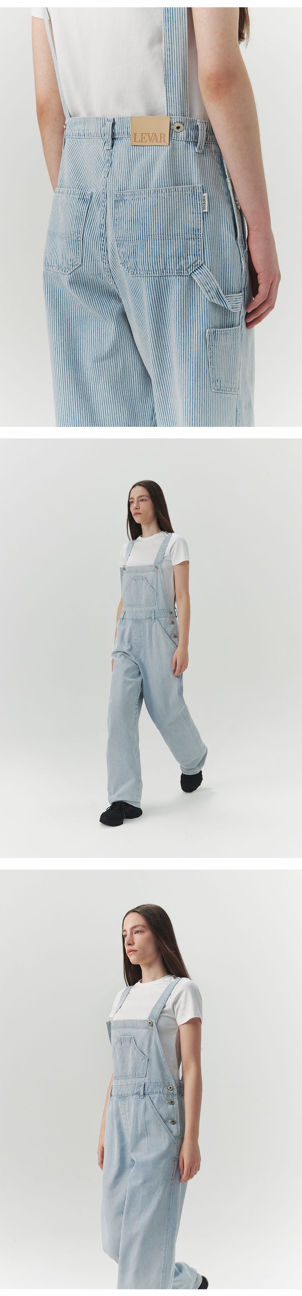 LEVAR LEVAR Washed Stripe Denim Overall - Stripe Blue