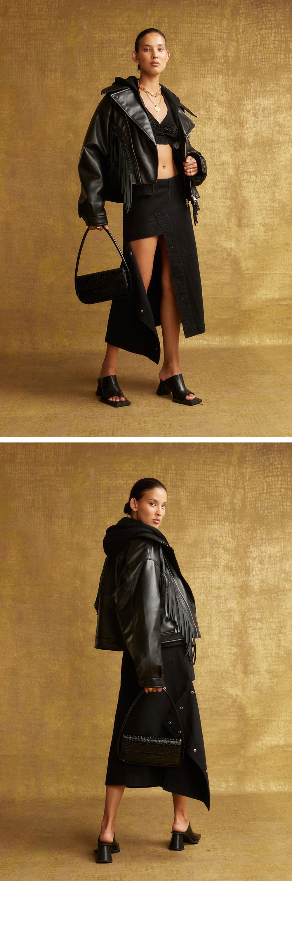 House of sunny (W) THE HALF CUT SKIRT ONYX