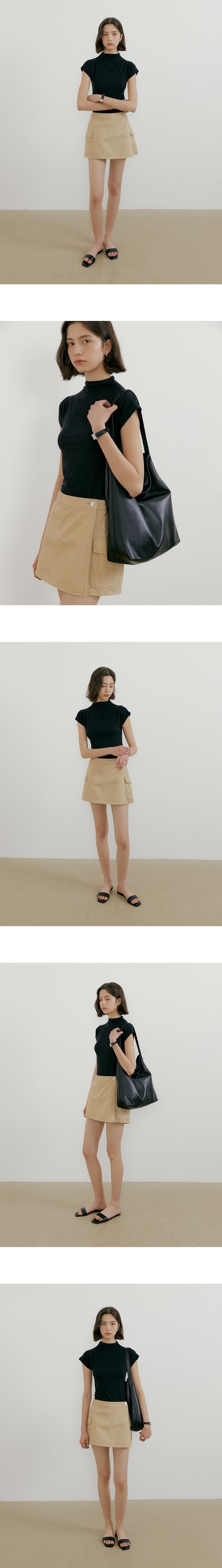 PORETTO [6th] Erin half neck t-shirt(black)