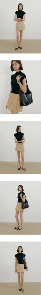 PORETTO [6th] Erin half neck t-shirt(black)
