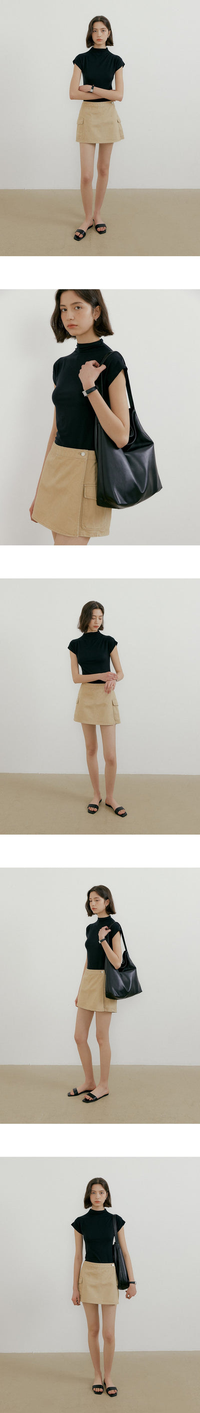 [6th] Erin half neck t-shirt(black)