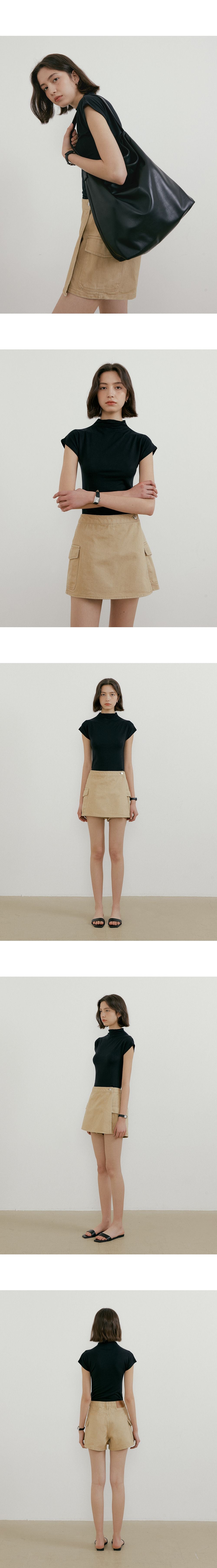 PORETTO [6th] Erin half neck t-shirt(black)